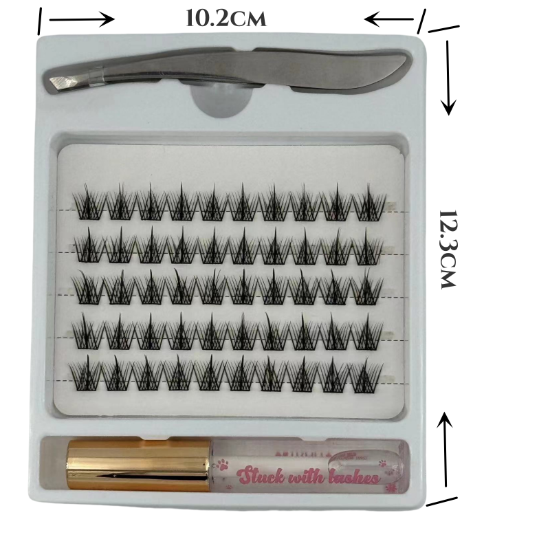 DIY Indicidual Eyelash Extension Set Falsecara 3 in 1 Mix Length Adhesive Applicator Tweezers Customize Trays