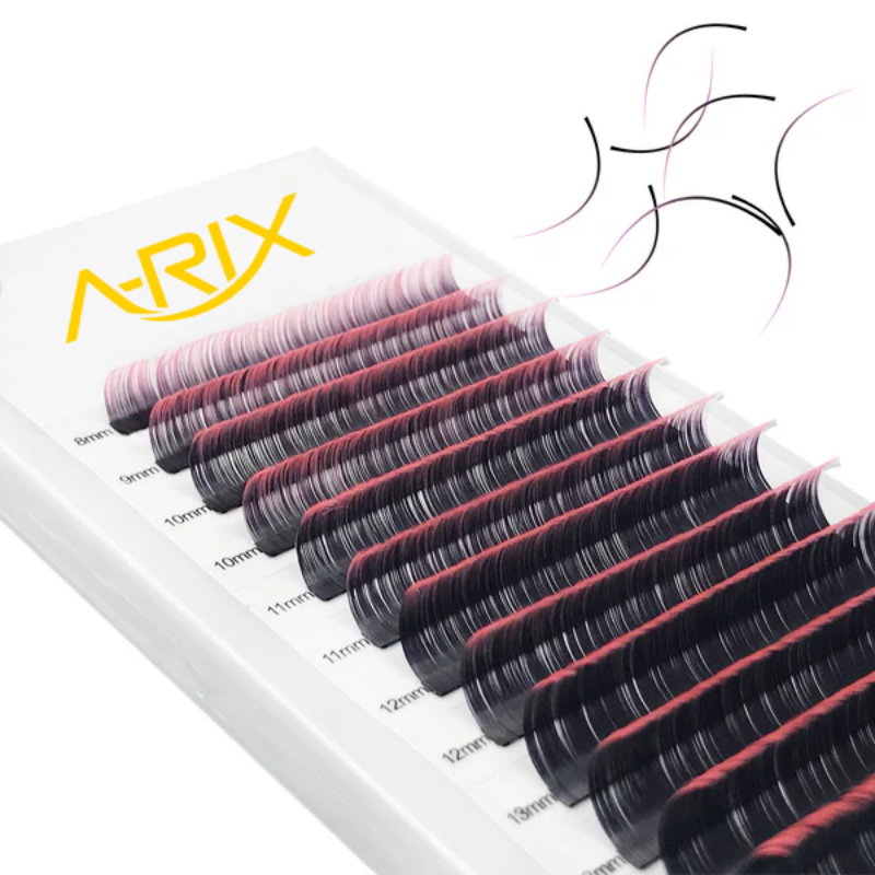 New Ombre Colored Lashes Esay Fan Volume Eyelash Extensions Pink Red Blue Violet Orange