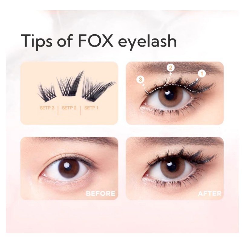 FOX Eyelash DIY Clusters Individual Lash Extensions Dramatic Eyeliner Effect